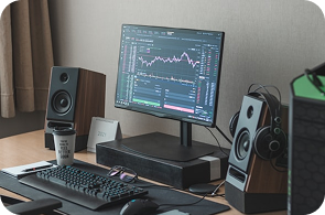 Computer monitor with stock charts, representing stock market