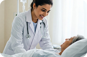 Doctor checking on a patient, representing medical insurance